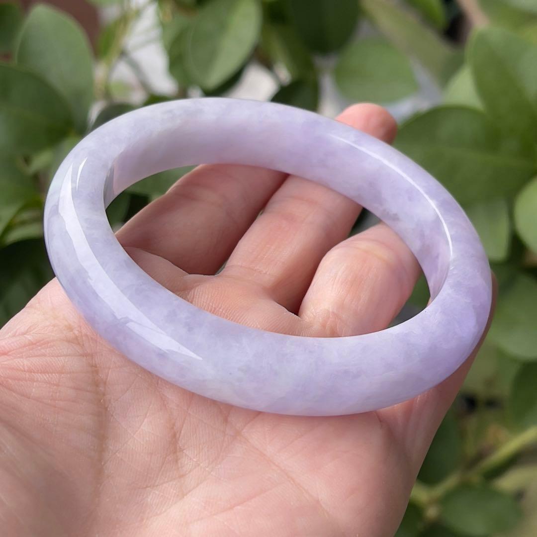 コレクション級！超希少ラベンダーカラー59.5cmミャンマー産天然本翡翠バングル