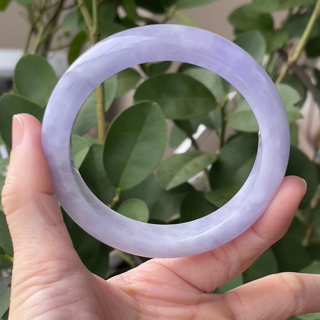 コレクション級！超希少ラベンダーカラー59.5cmミャンマー産天然本翡翠バングル