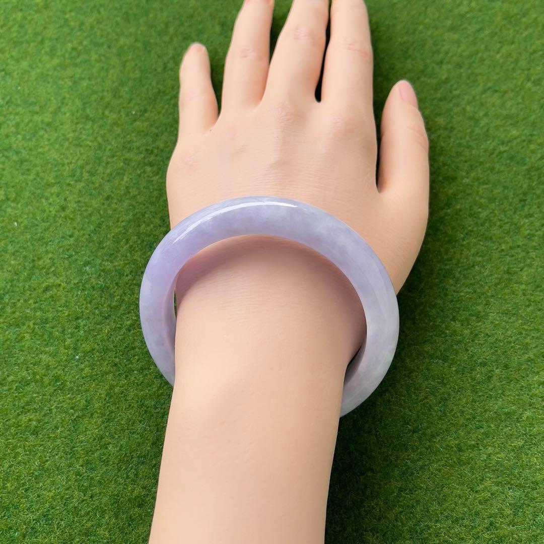 コレクション級！超希少ラベンダーカラー59.5cmミャンマー産天然本翡翠バングル