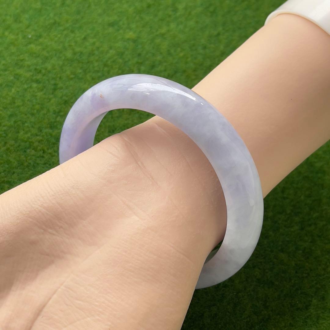 コレクション級！超希少ラベンダーカラー59.5cmミャンマー産天然本翡翠バングル