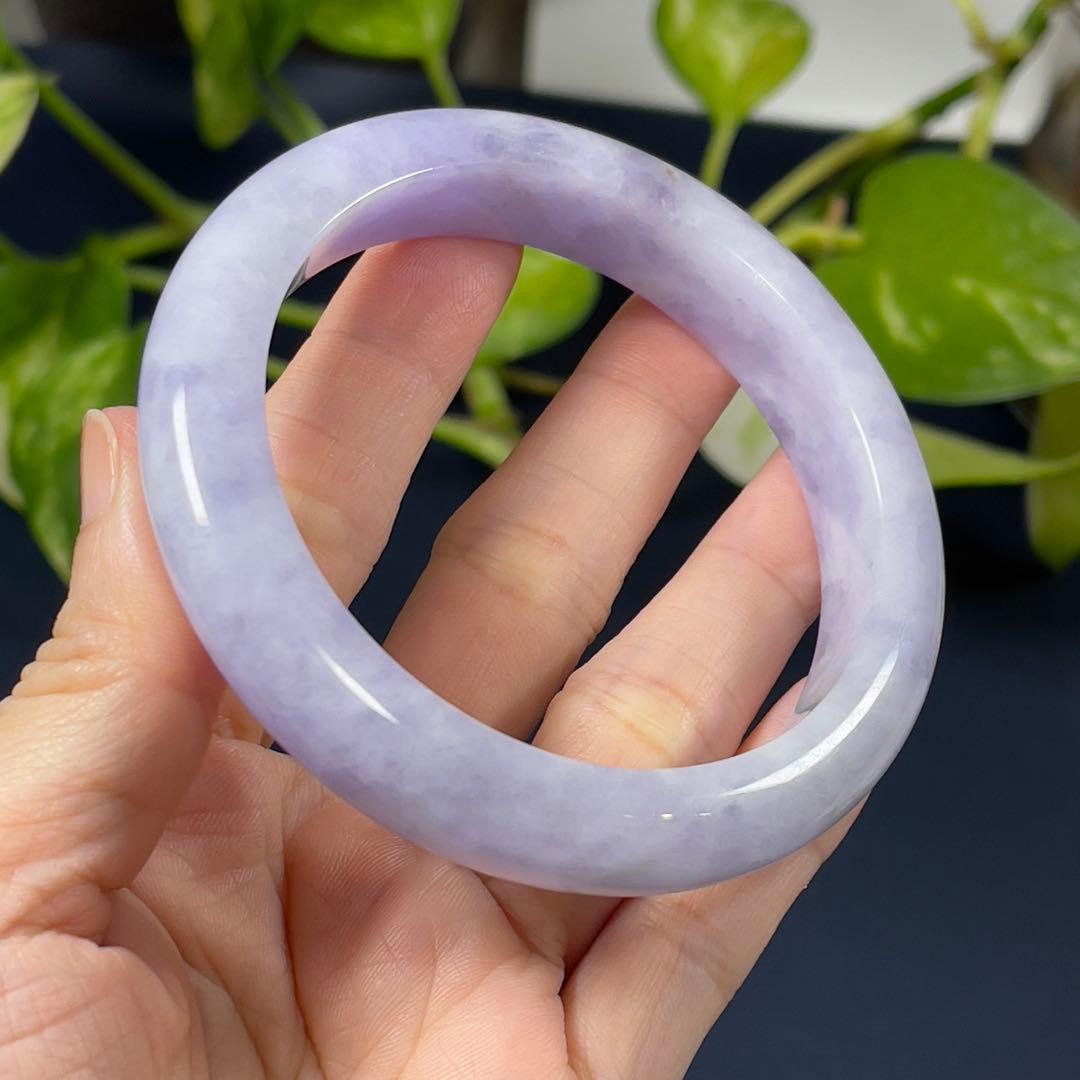 コレクション級！超希少ラベンダーカラー59.5cmミャンマー産天然本翡翠バングル