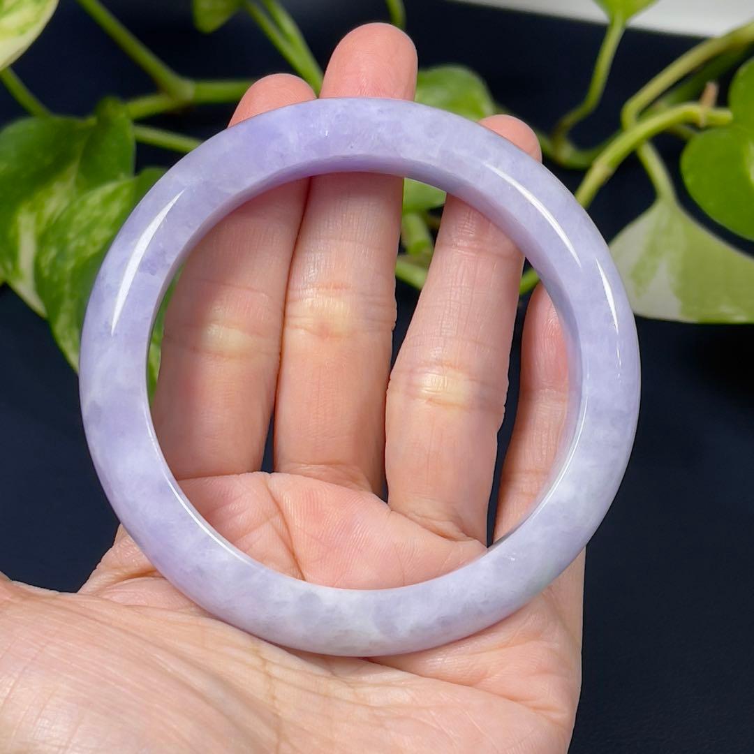 コレクション級！超希少ラベンダーカラー59.5cmミャンマー産天然本翡翠バングル