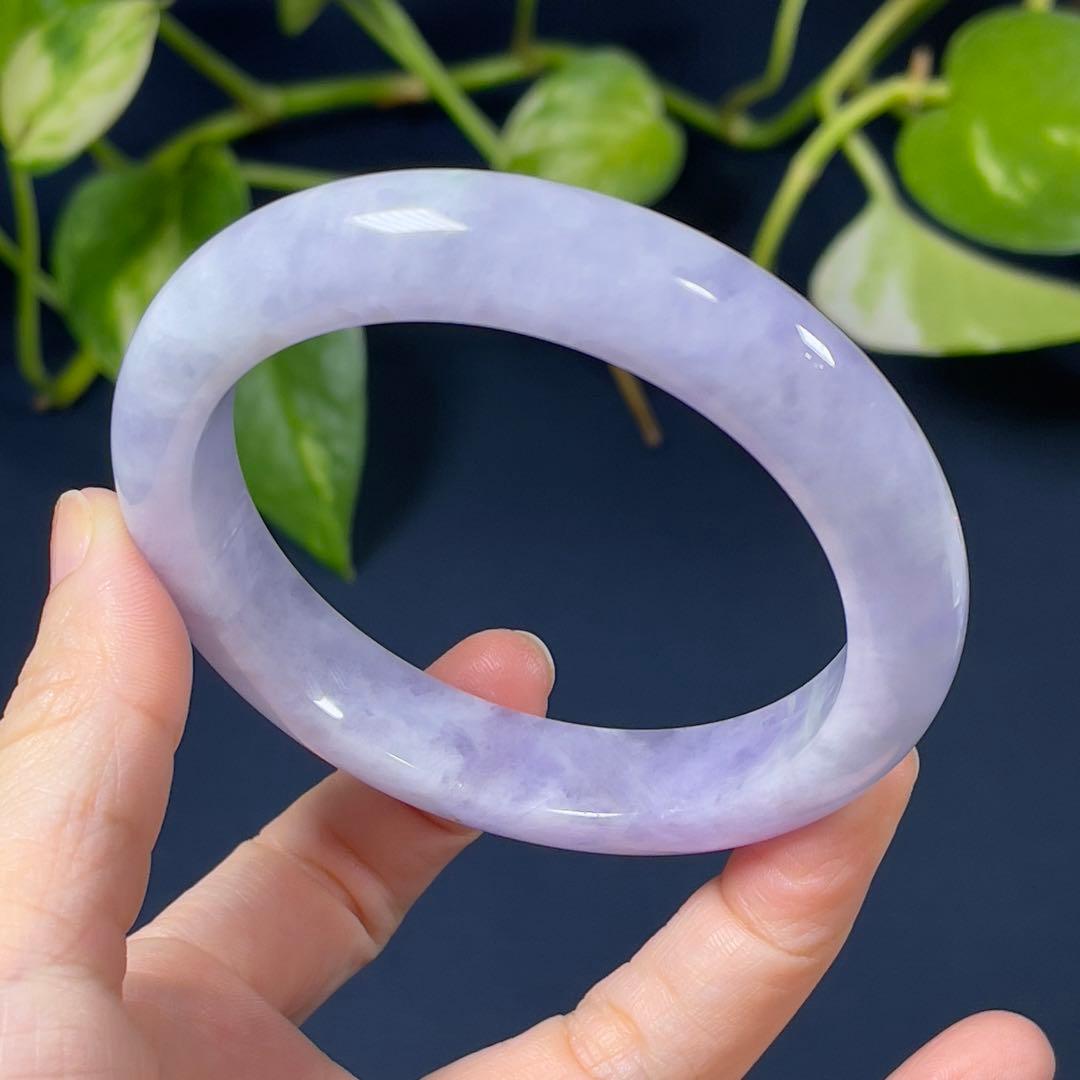 コレクション級！超希少ラベンダーカラー59.5cmミャンマー産天然本翡翠バングル