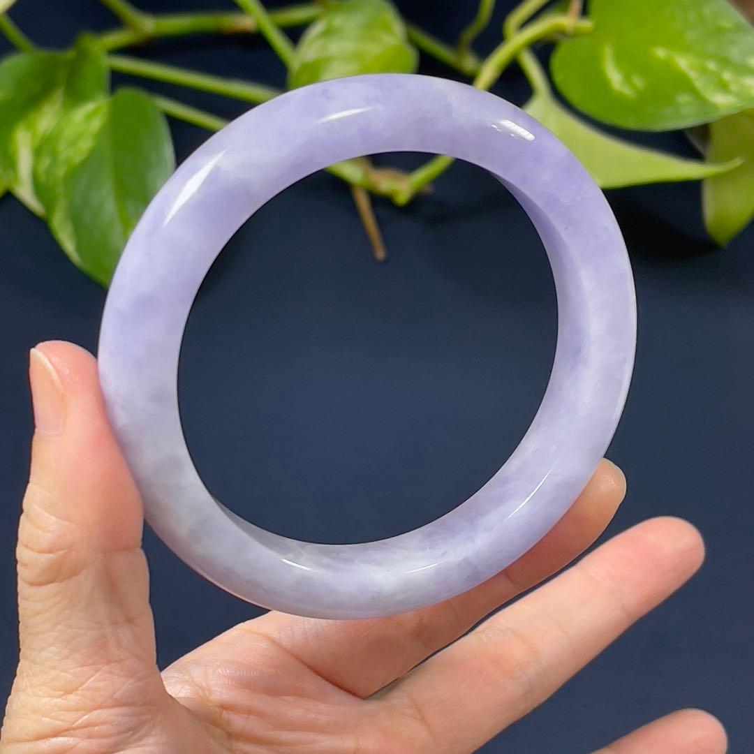 コレクション級！超希少ラベンダーカラー59.5cmミャンマー産天然本翡翠バングル