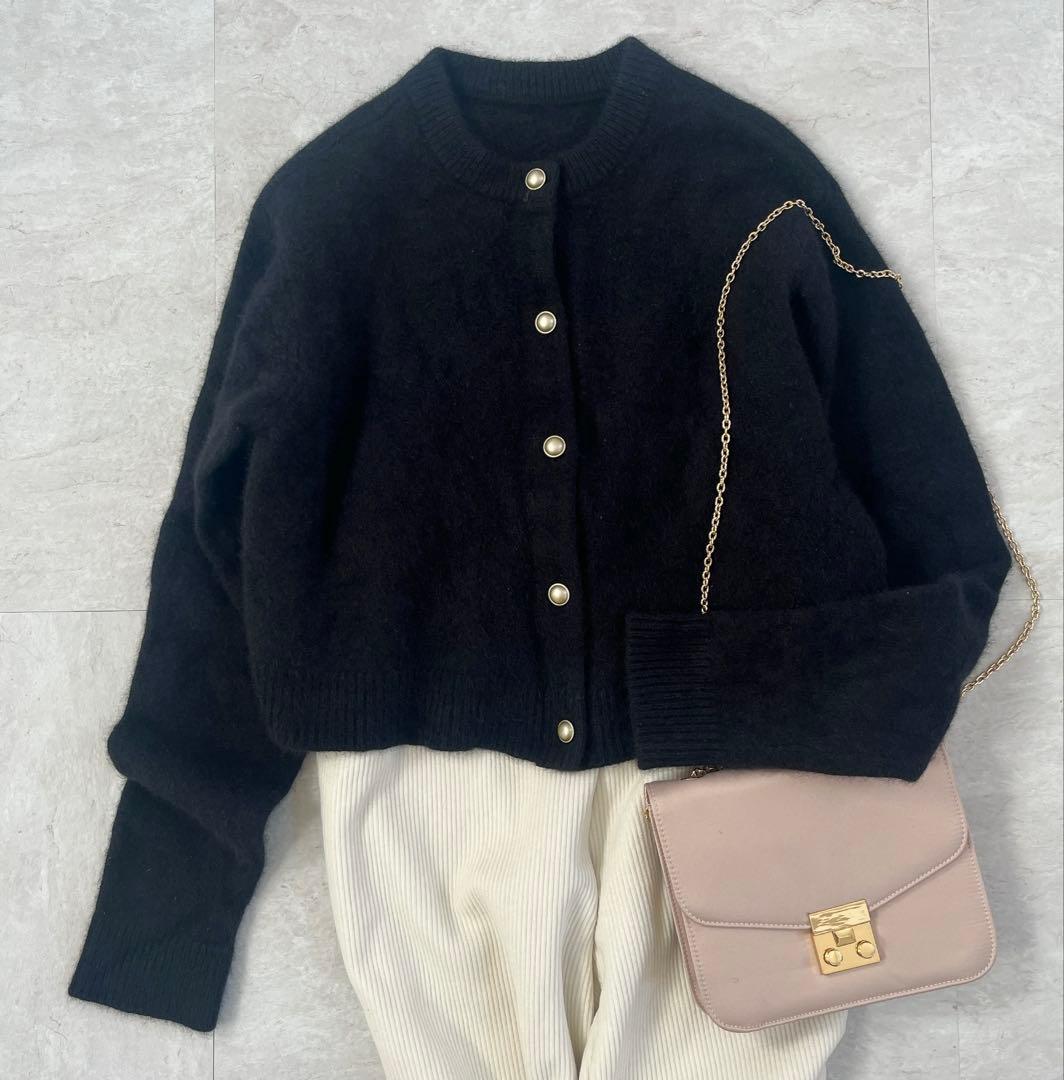 ガリャルダガランテ 2wayショートカーディガン クロップド 金ボタン シャギー