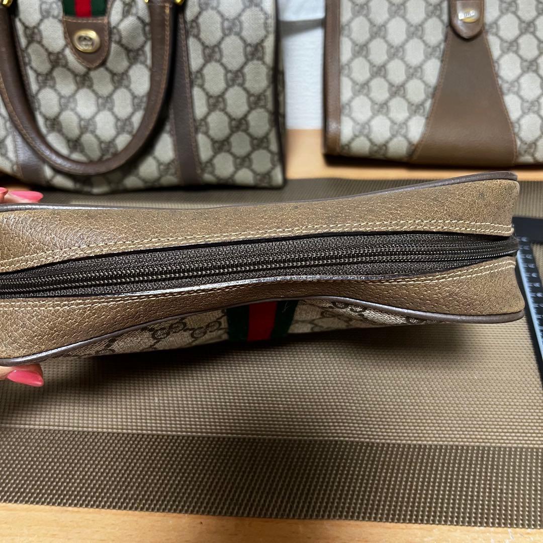 オールドグッチGUCCI ヴィンテージ　GGキャンバスクラッチバッグ　ファスナー