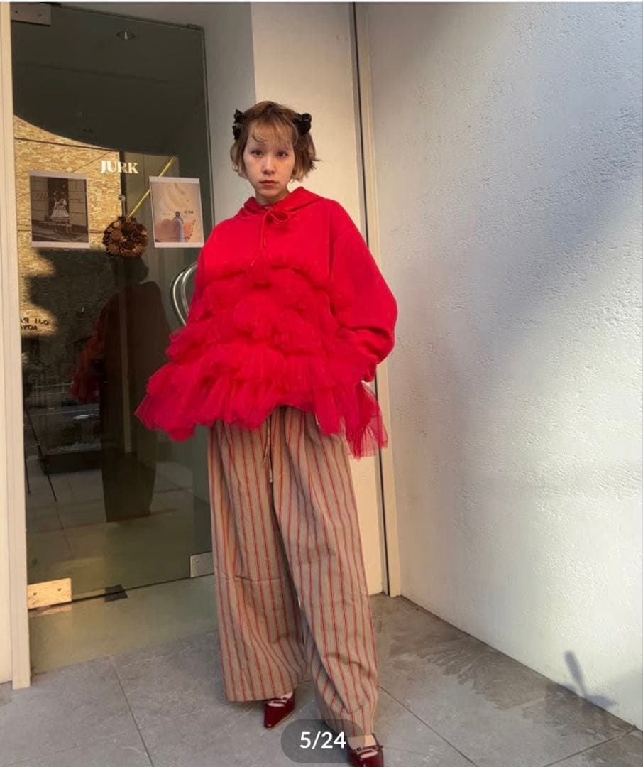 トップス VIVIANO Gathered Tulle Foodie Red