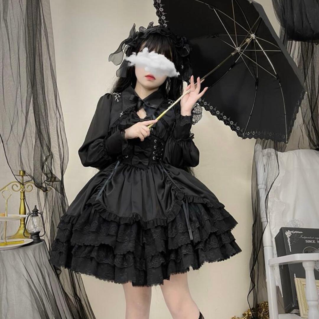 ゴシックロリータ ジャンパースカート 黒 ゴスロリ ロリータ
