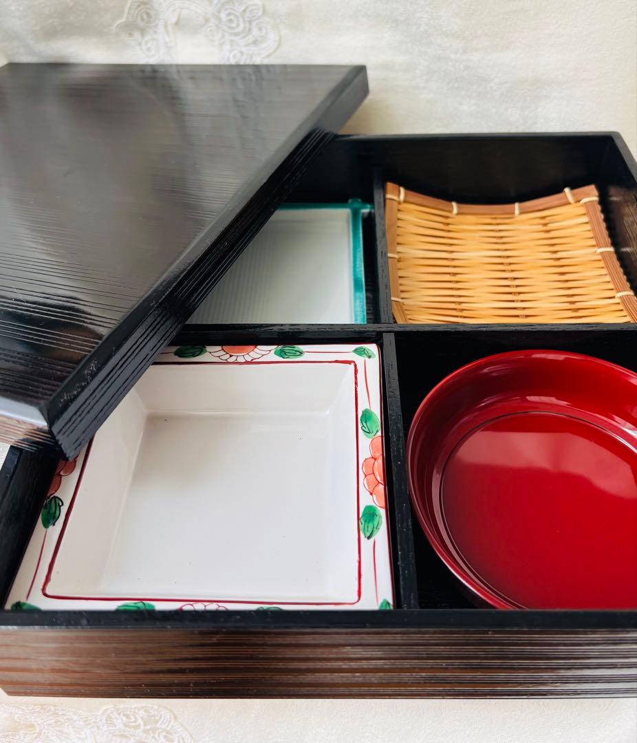 松花堂弁当箱5客セット　外木箱入