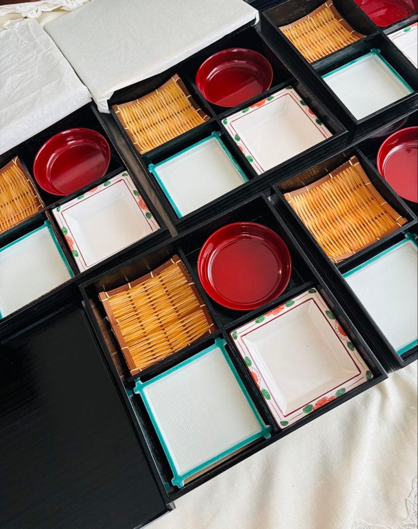 松花堂弁当箱5客セット　外木箱入