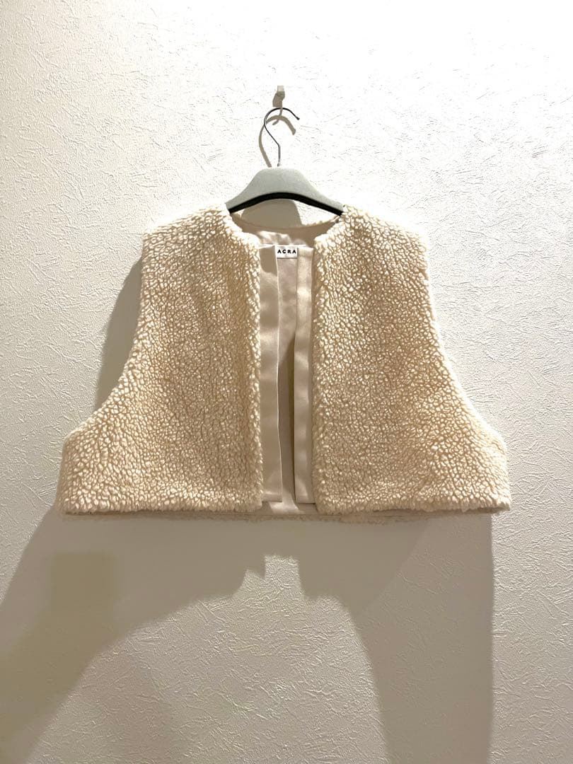 SACRA プードルファーショートベスト　ジレ　ボアベスト　美品　白