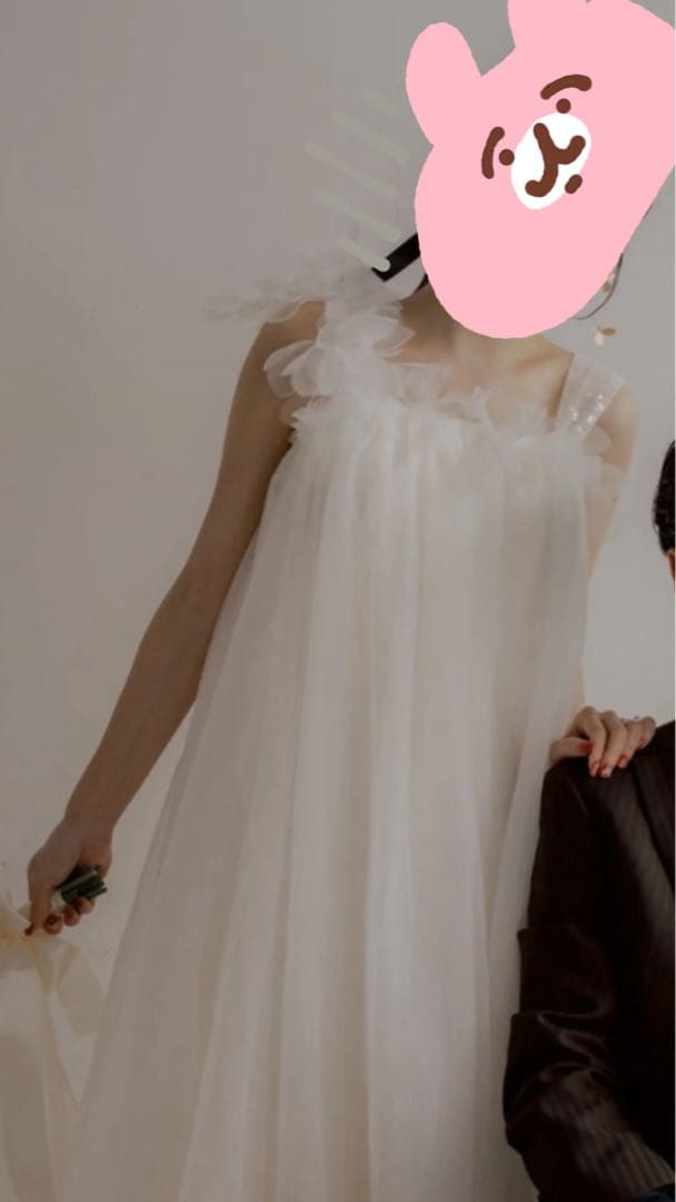 アイボリー チュール ウェディングドレス