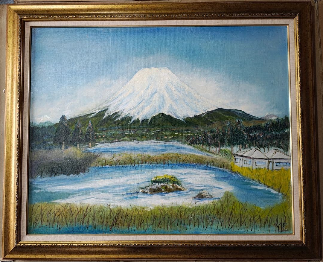 【送料込】F30号 大型 油彩額縁＆油彩画‹キャンバス›セット