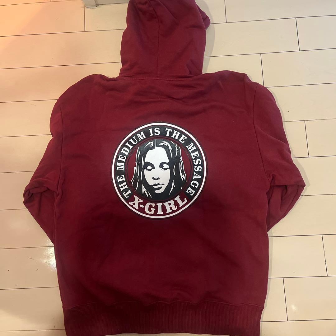 X-GIRL バーガンディ パーカー M