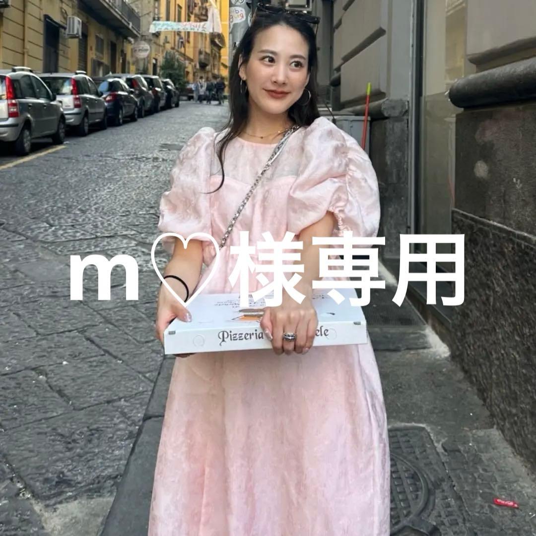 【ANDRESD】バブルスリーブジャガードドレス ピンク