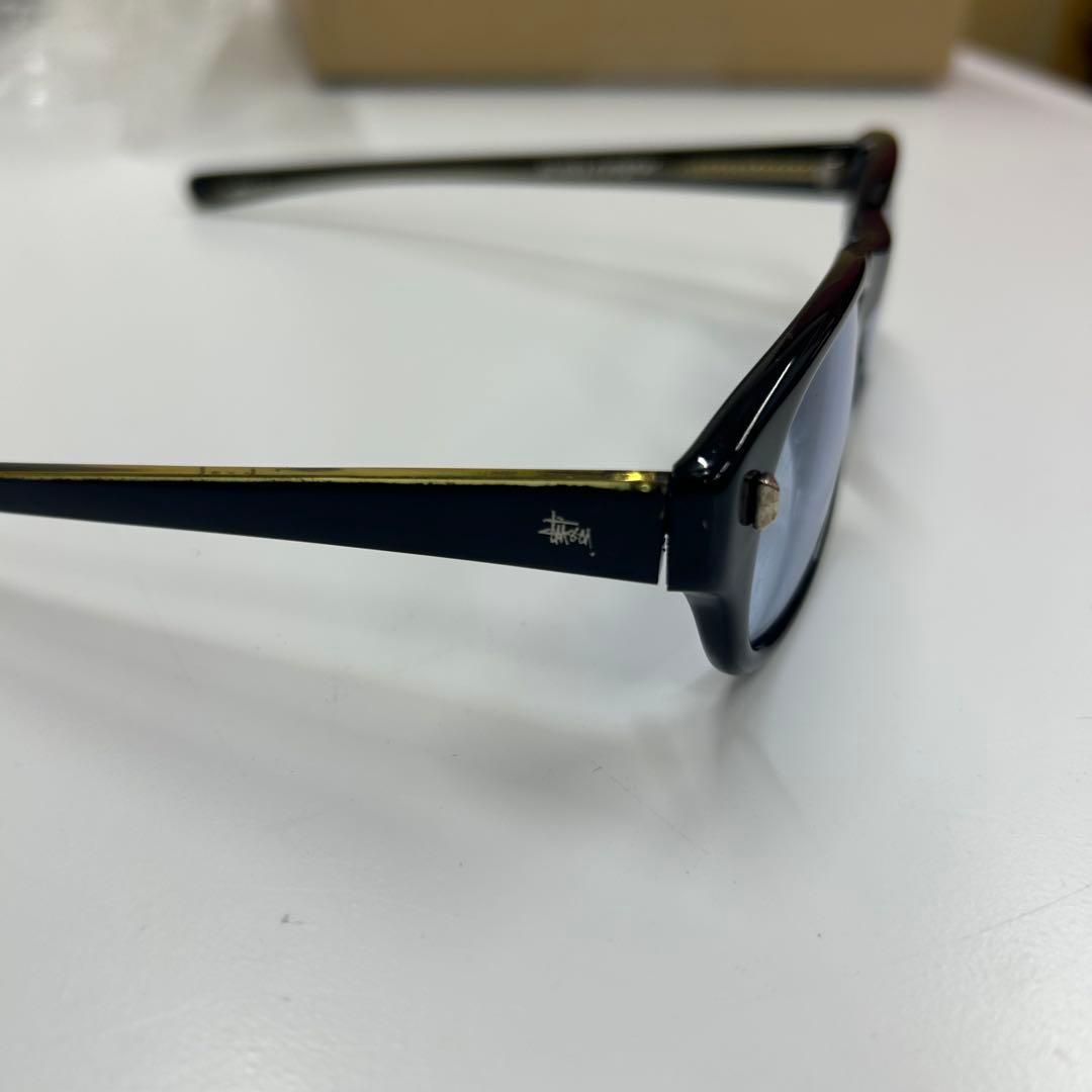 90s Stussy Michael スクエアサングラス ブラック 青レンズ