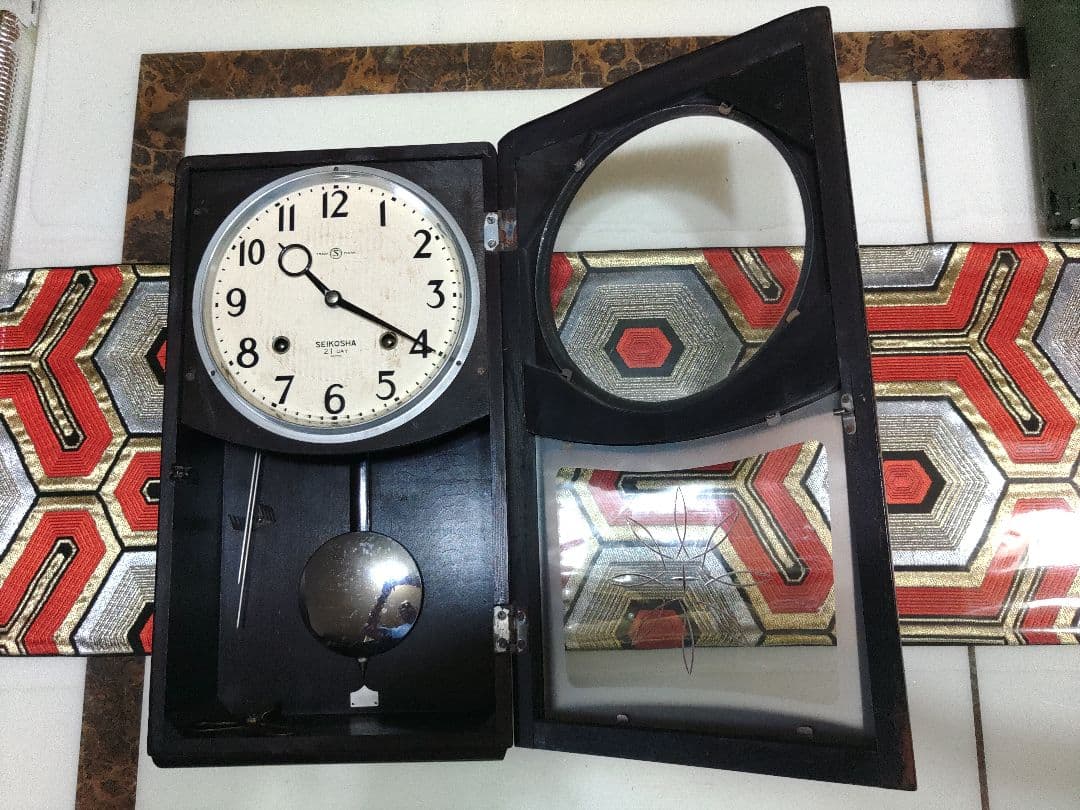 SEIKOSHA　ゼンマイ式振り子時計　昭和レトロモダン　可愛い掛時計　セイコー