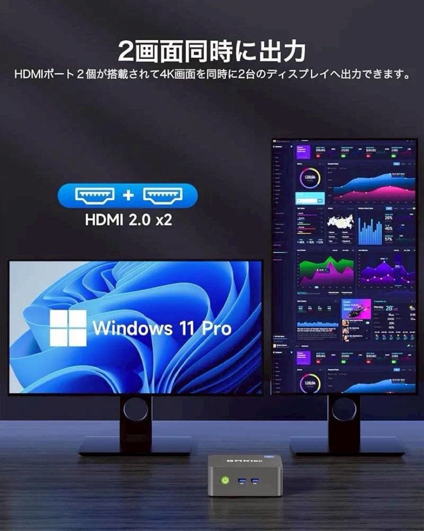 GMKtec ミニpc Windows 11 Pro CPUモデルCeleron
