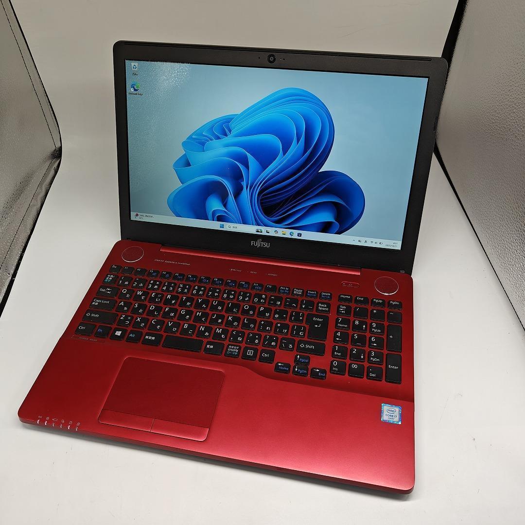 【富士通】AH53 高性能i7 SSD256GB 16GB レッド ノートPC