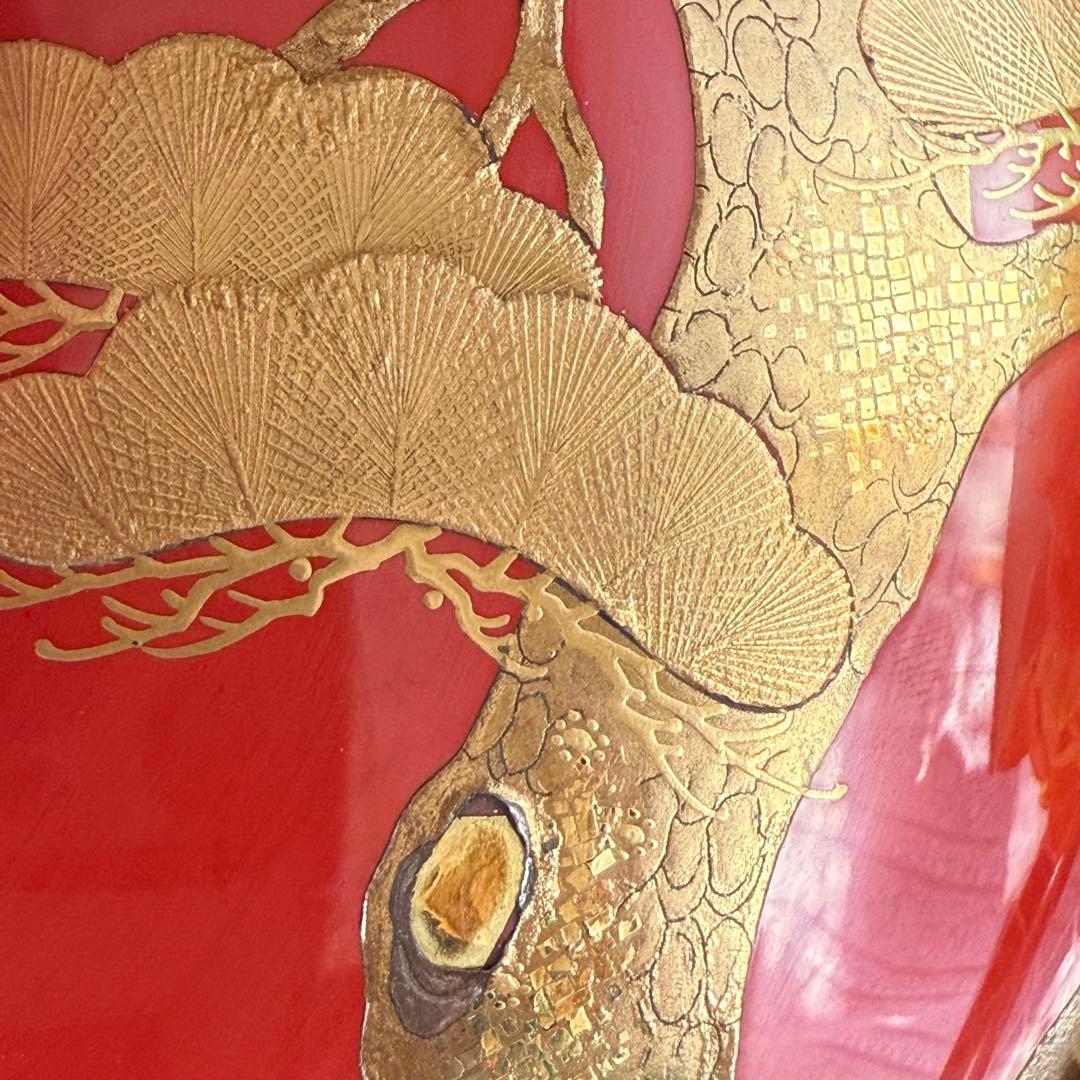 2147様感謝‼️愛蔵金銀波❌日の出❌松超絶高蒔絵大盃総欅塗木箱入黄布古布付1客