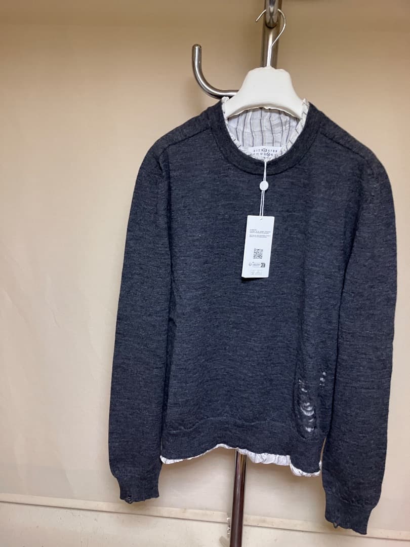 新品 XL マルジェラ 23aw デストロイ 加工ニット グレー 18326