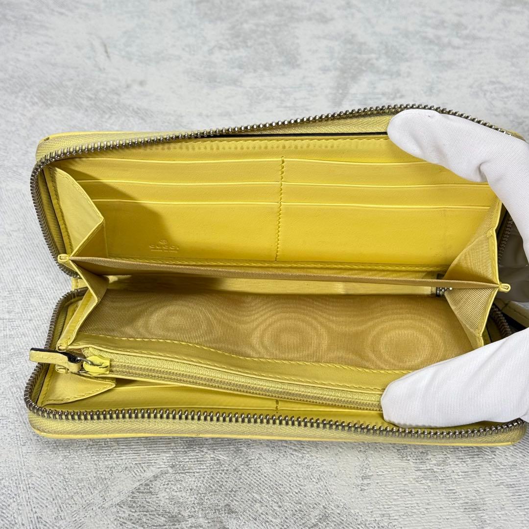 GUCCI GGマーモント キルティング ラウンドジップ 長財布 イエロー 8