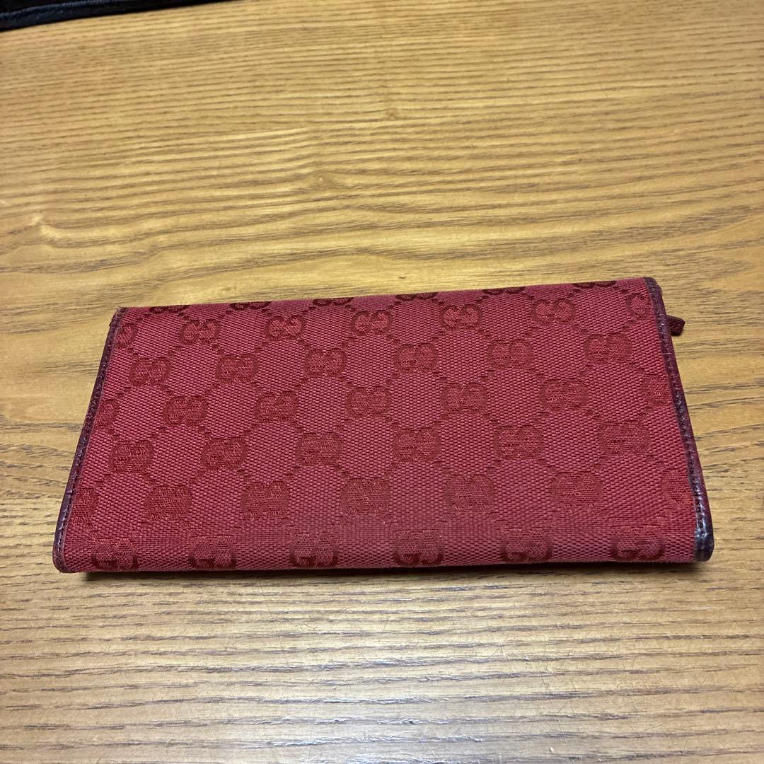 GUCCI グッチ GG キャンバス バンブー レッド 長財布 ヴィンテージ