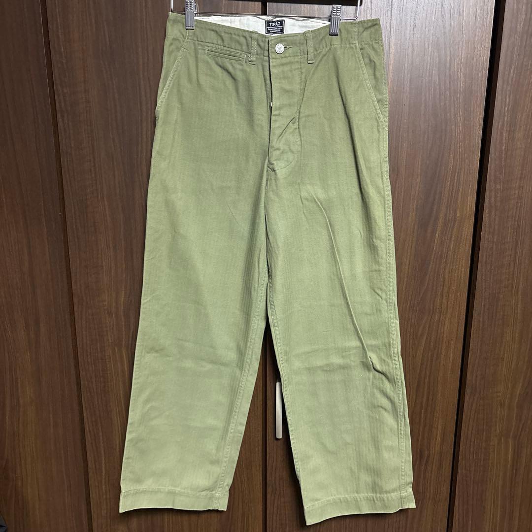 TOPAZ ヘリンボーンツイルトラウザー　ミリタリーパンツ　W32