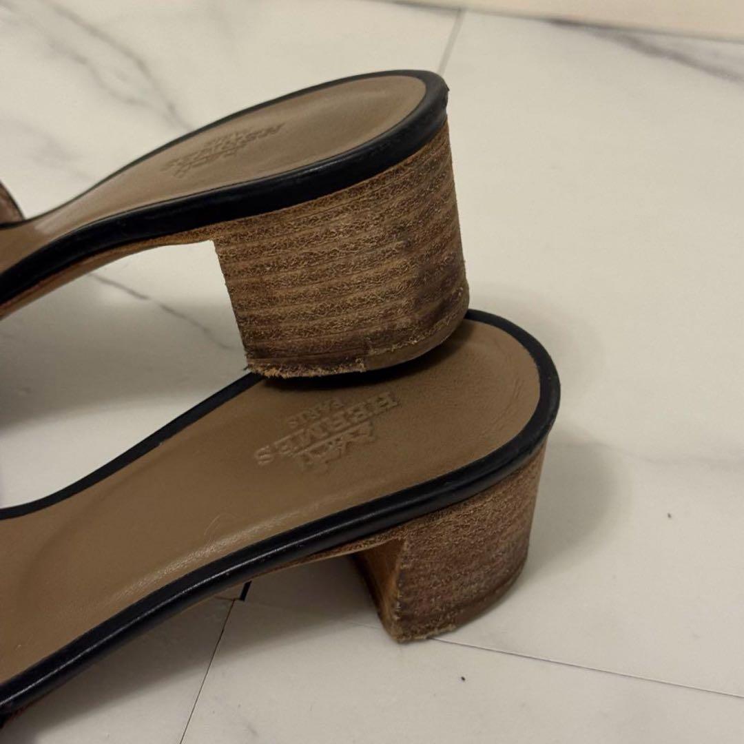 HERMES オアジス ミュール サンダル36レザー ブラック エルメス