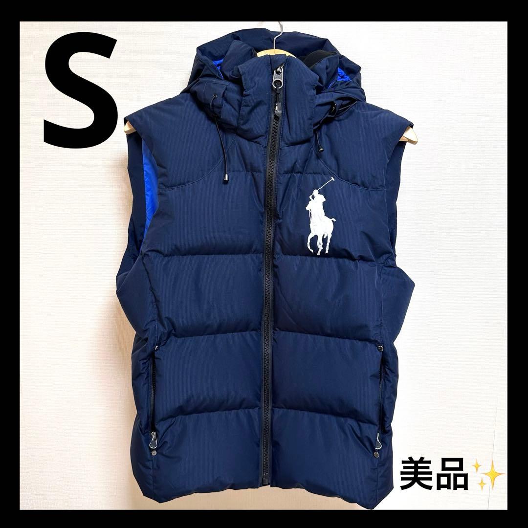 【美品✨️】ポロラルフローレン ダウンベスト ビッグポニー刺繍 ネイビー S