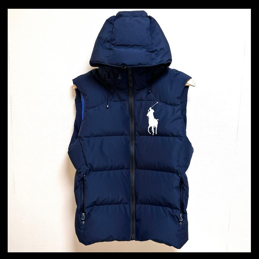 【美品✨️】ポロラルフローレン ダウンベスト ビッグポニー刺繍 ネイビー S