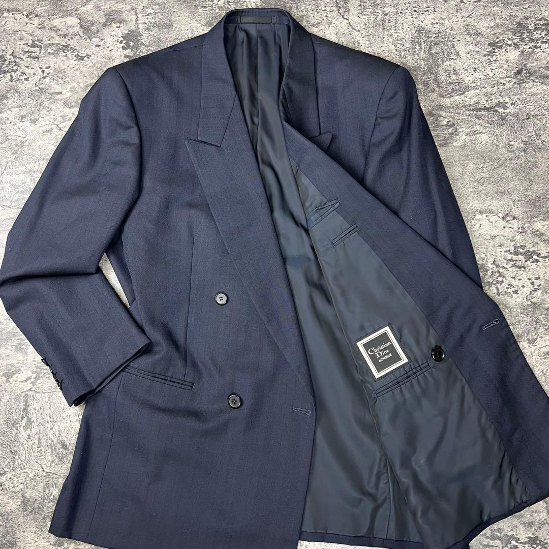 Christian Dior ダブルブレスト ウールジャケット ネイビー系