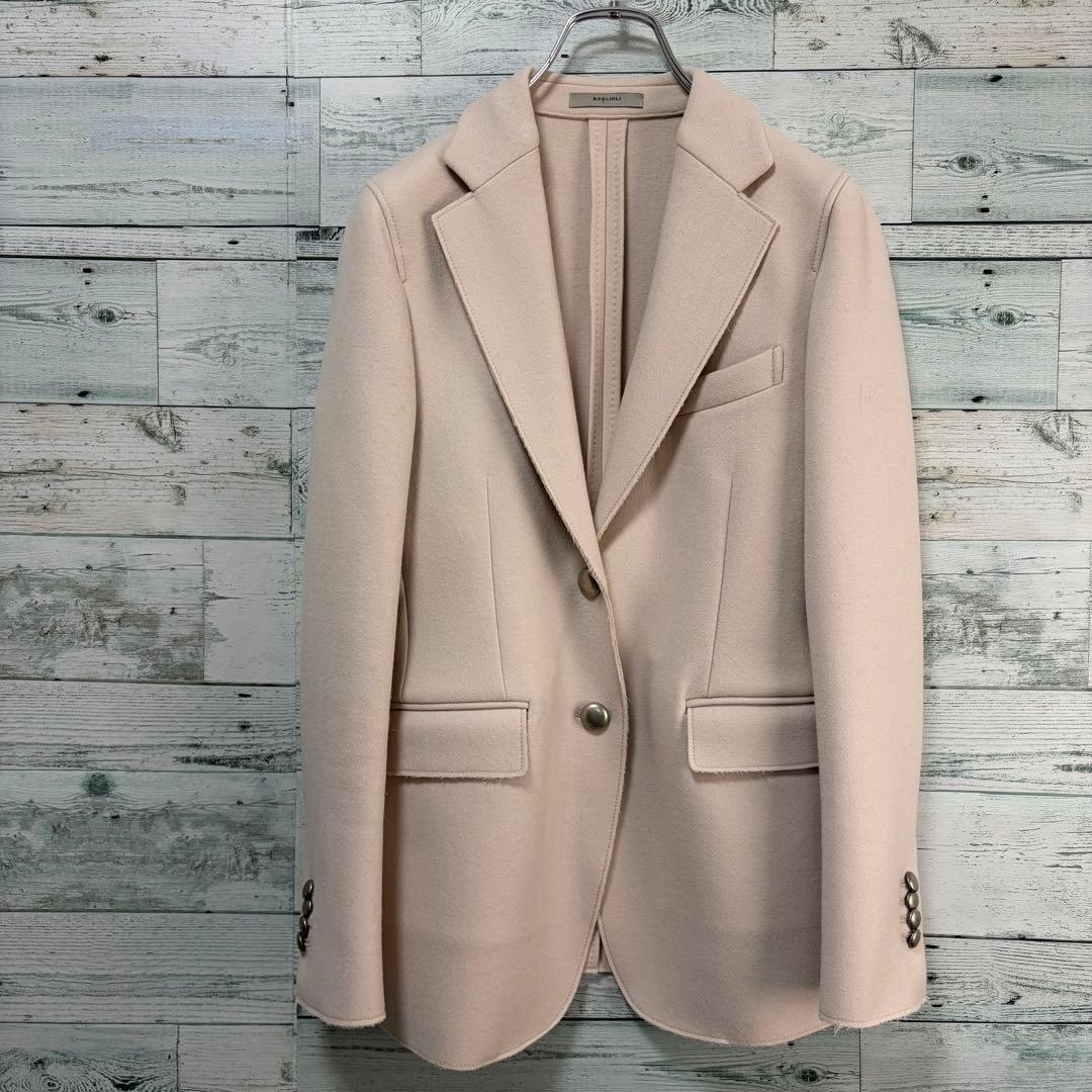 ☆美品☆ボリオリ　ウールテーラードジャケット　銀ボタン　オフホワイト　イタリア製