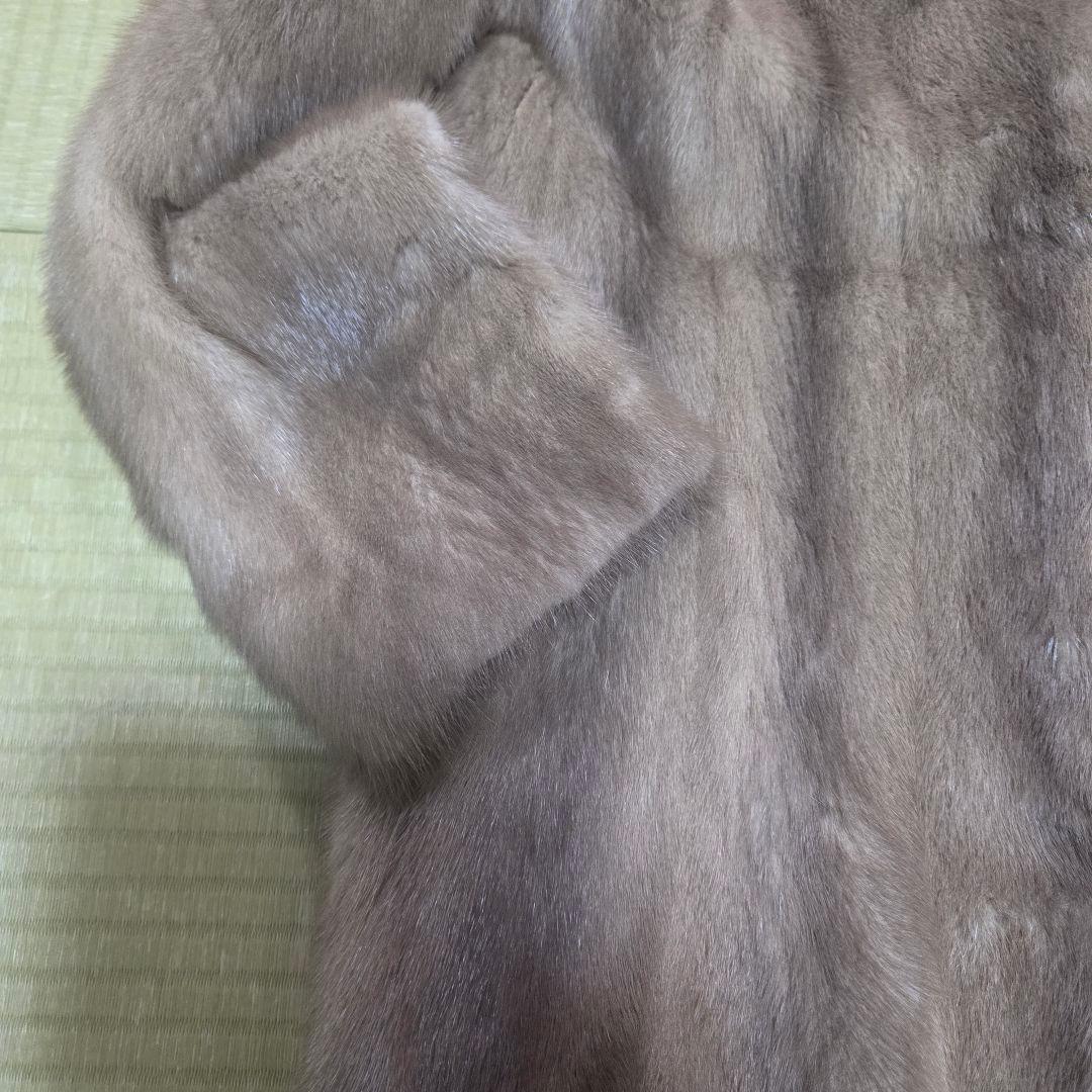 美品 シルバーブルーミンク ハーフコート 着丈67 IEMURA 11号