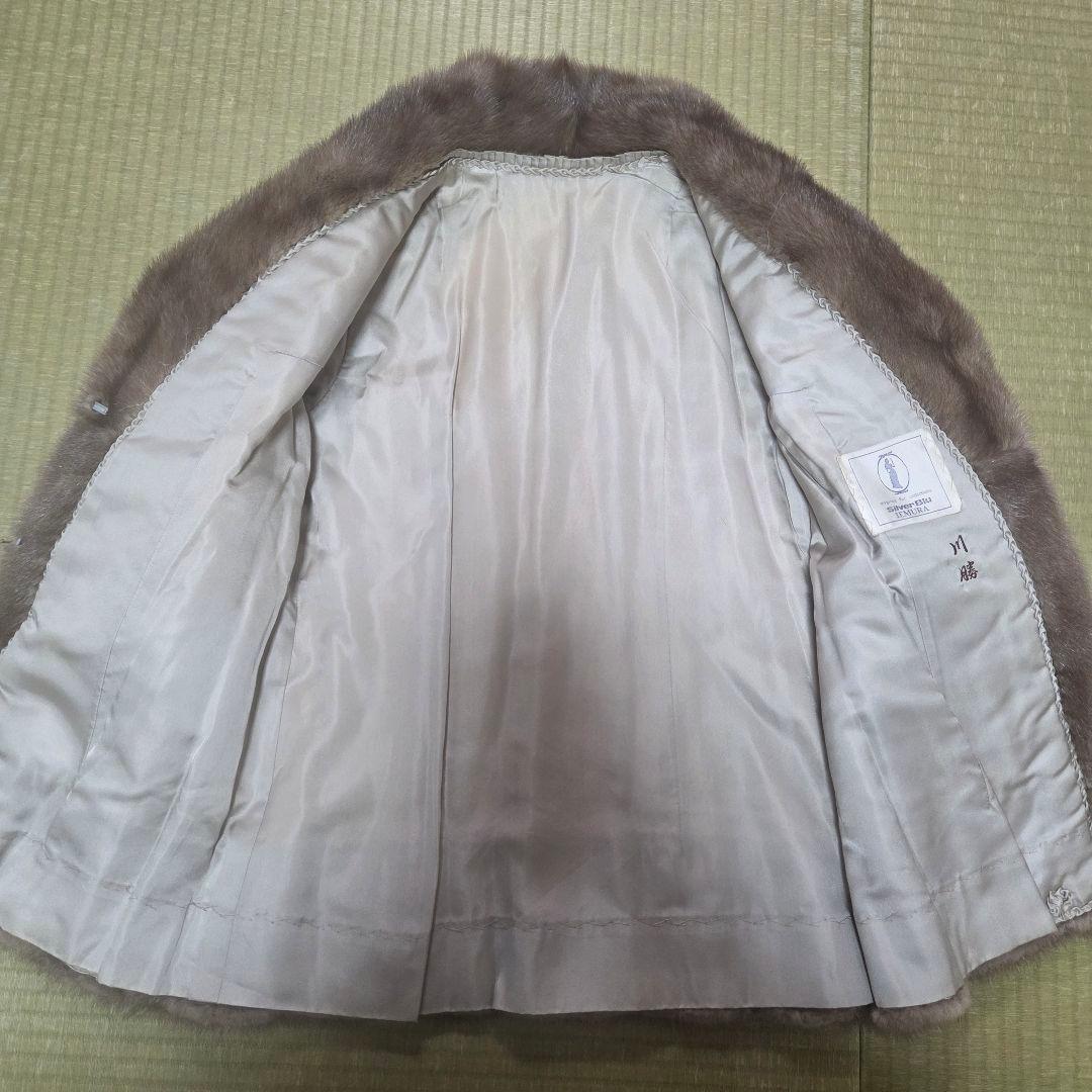 美品 シルバーブルーミンク ハーフコート 着丈67 IEMURA 11号