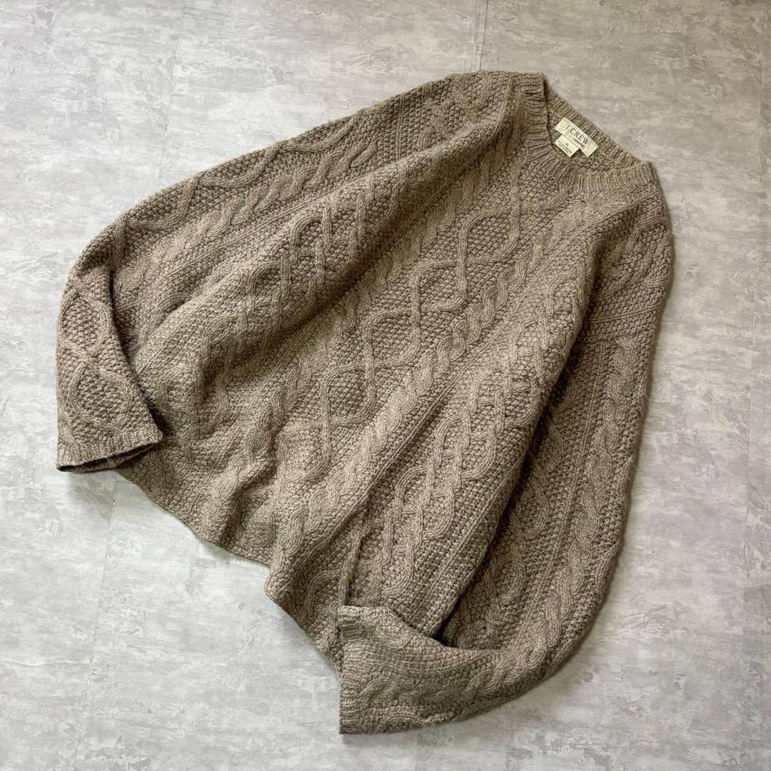 00s J.CREW アラン編み ウールニット ハンドニット 手編み ケーブル