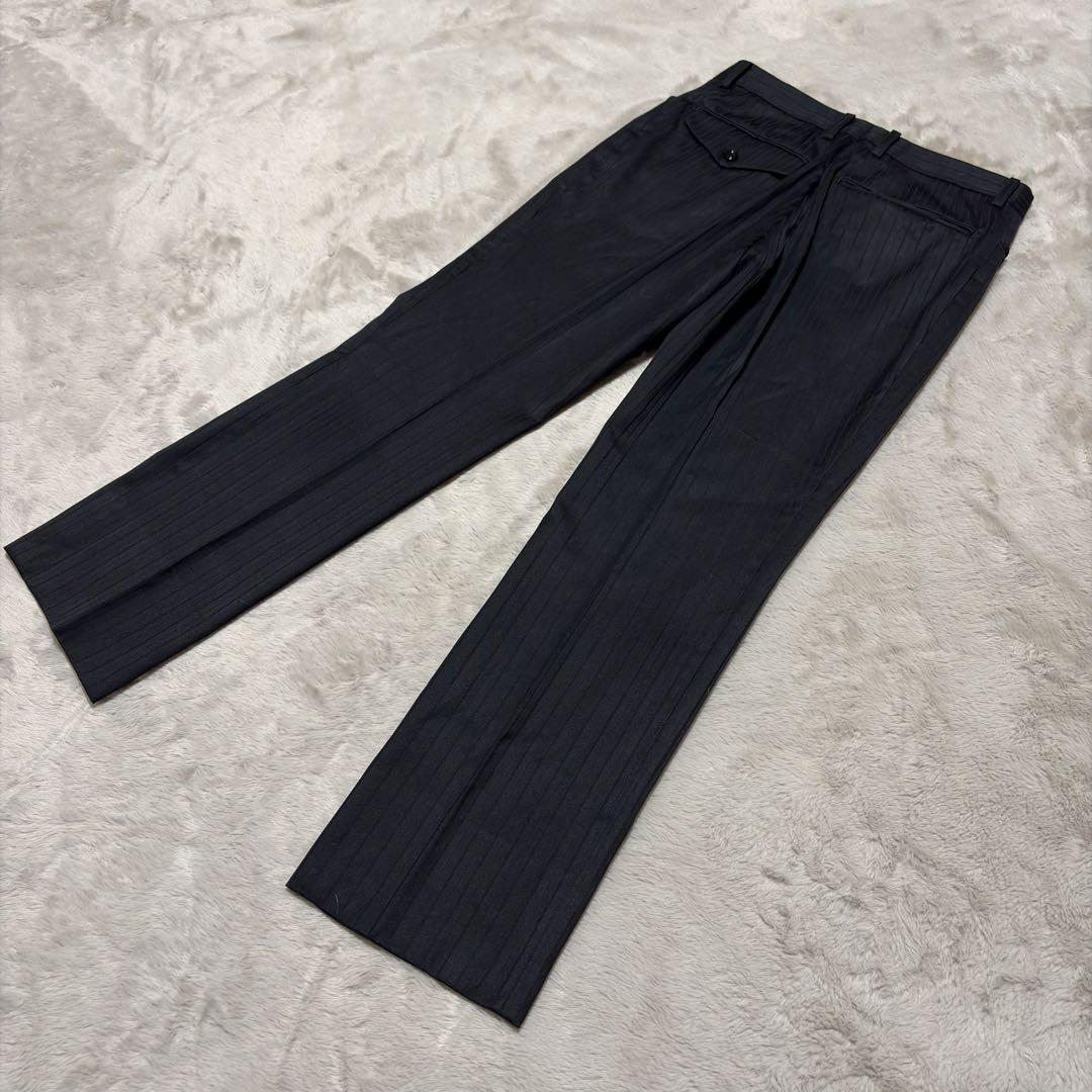 スーツセレクト 3ピース セットアップ スーツ 上下 黒 Y4 ストライプ 光沢