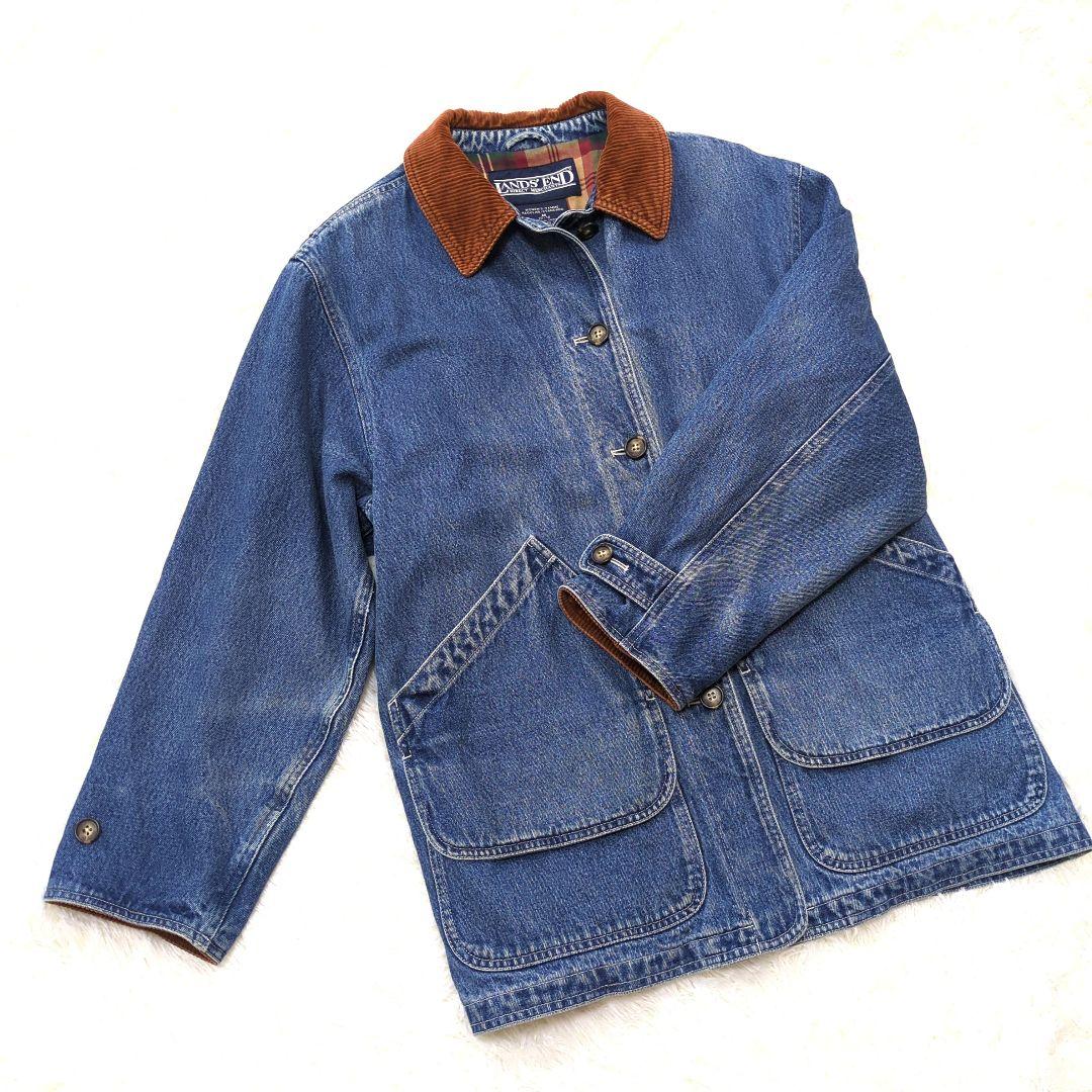 90s LANDS' ENDランズエンドデニムハンティングジャケットコーディロイ