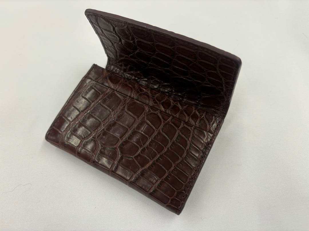 【新品未使用】クロコダイル ワニ革 本革名刺入れ 無双 一枚革 カードケース