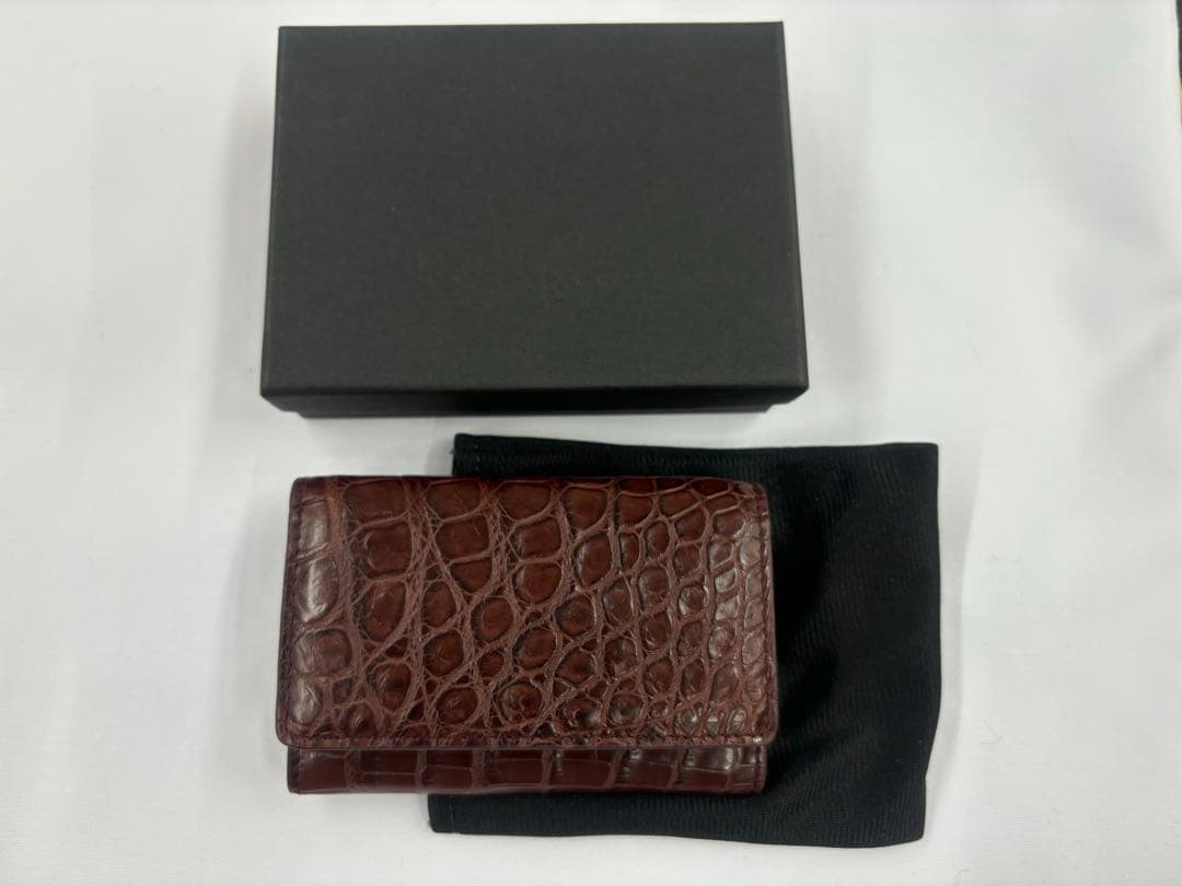 【新品未使用】クロコダイル ワニ革 本革名刺入れ 無双 一枚革 カードケース