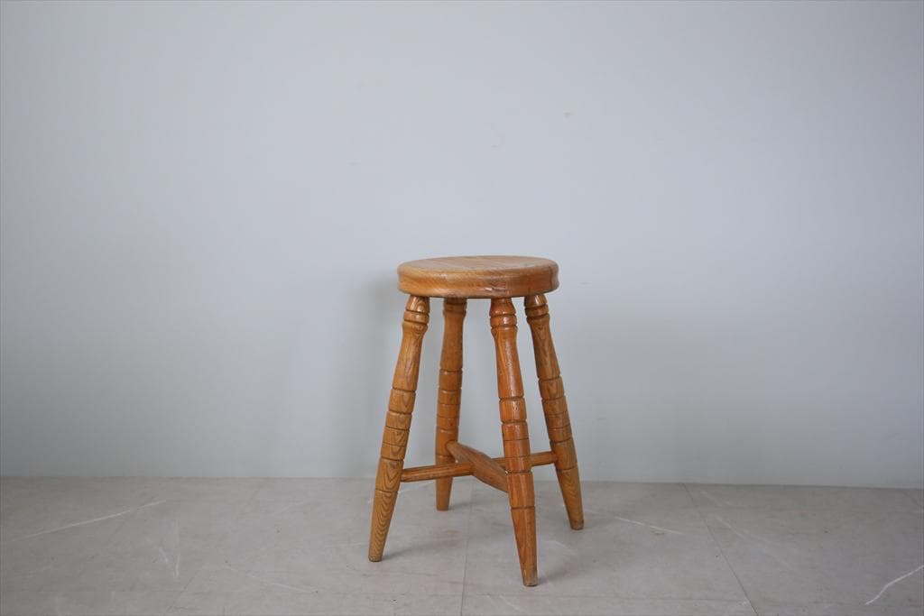 英国アンティーク木製スツール/丸イス椅子/チェア/踏み台/腰掛け(81-77-2