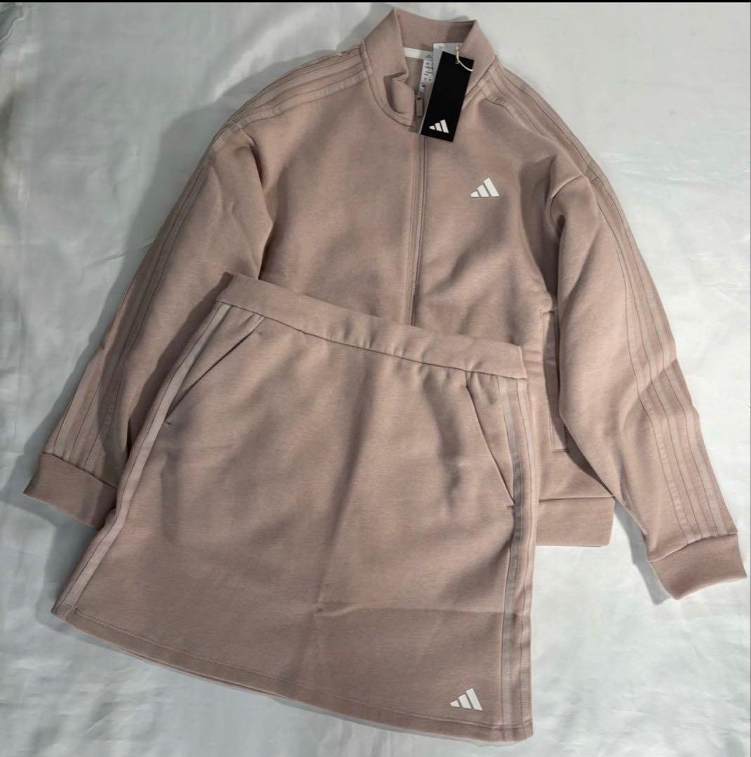 未使用　adidasゴルフ　スウェット裏起毛　 セットアップ　くすみピンク