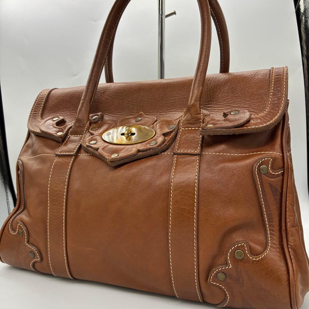 良品】inci ハンドバッグ　トートバッグ　ブラウン　レザー　ターンロック