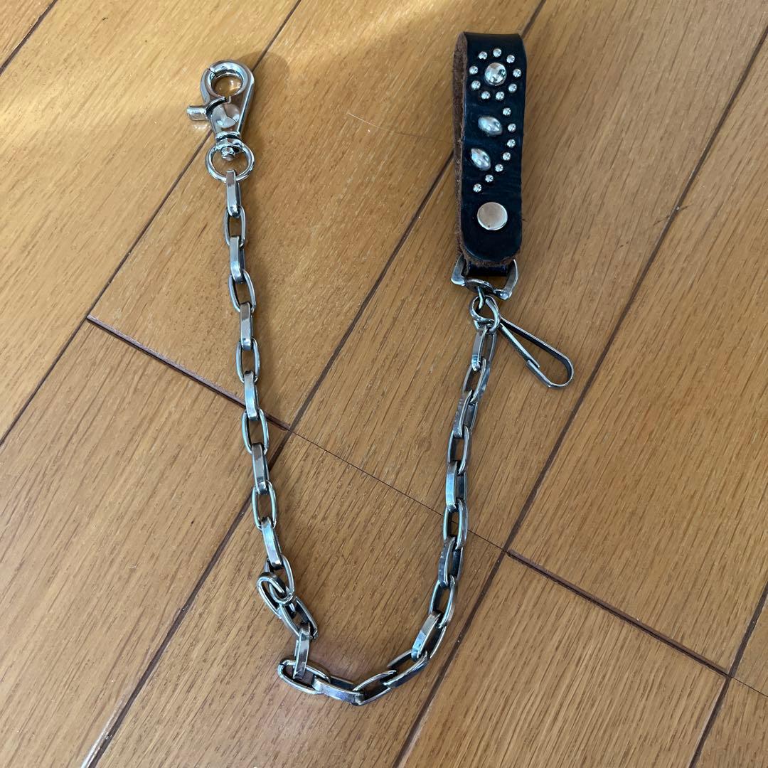 HTCスタッズ付きレザーウォレットチェーン黒