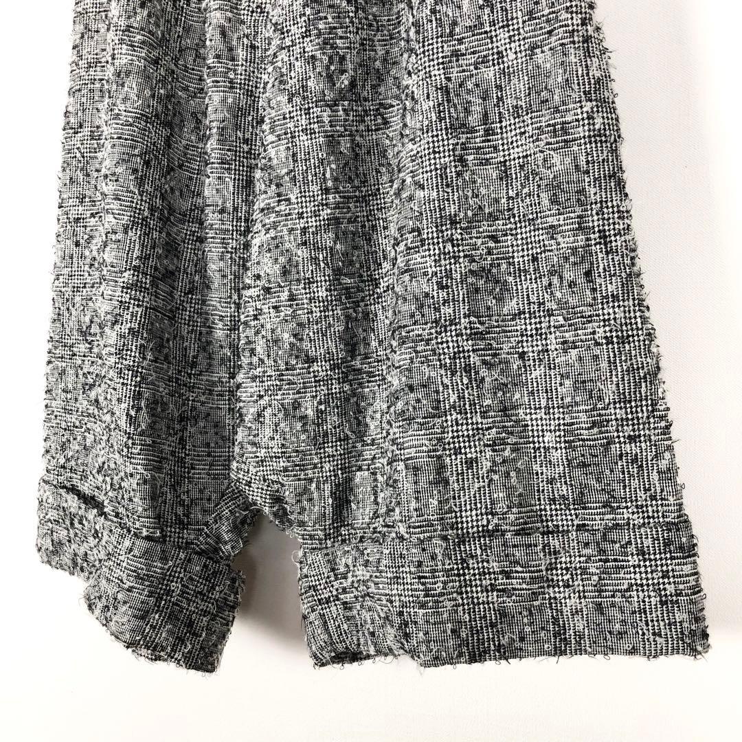 Y's ワイズ 2020AW PRE ほつれ加工 グレンチェックワイドパンツ 黒