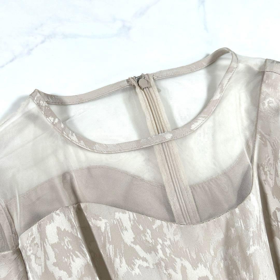 【完売品】　etoll.　ミアンダリングウエストタックフレアドレス　ベージュ　S