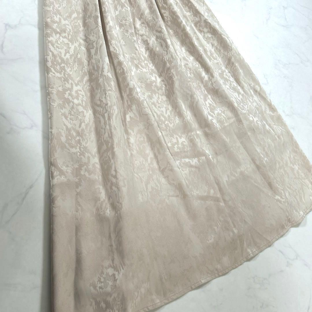 【完売品】　etoll.　ミアンダリングウエストタックフレアドレス　ベージュ　S