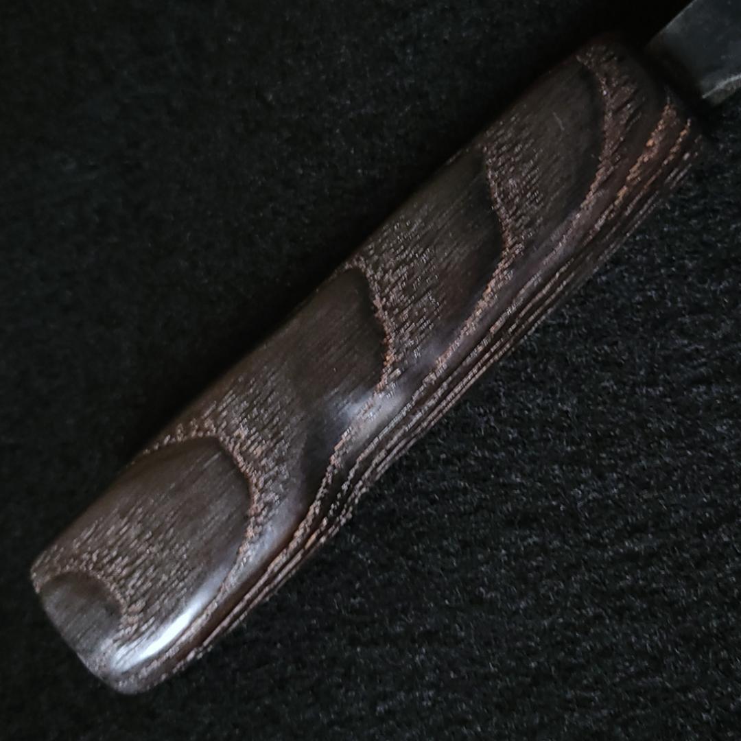 【1点物】青紙２号 黒打 厚刃包丁 210㎜ G9392 焼栗柄 手作り 月光作