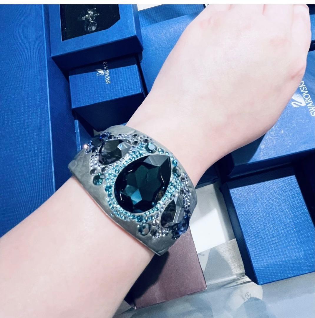 Swarovski Pony バングル ターコイズブルー×パープルカラー