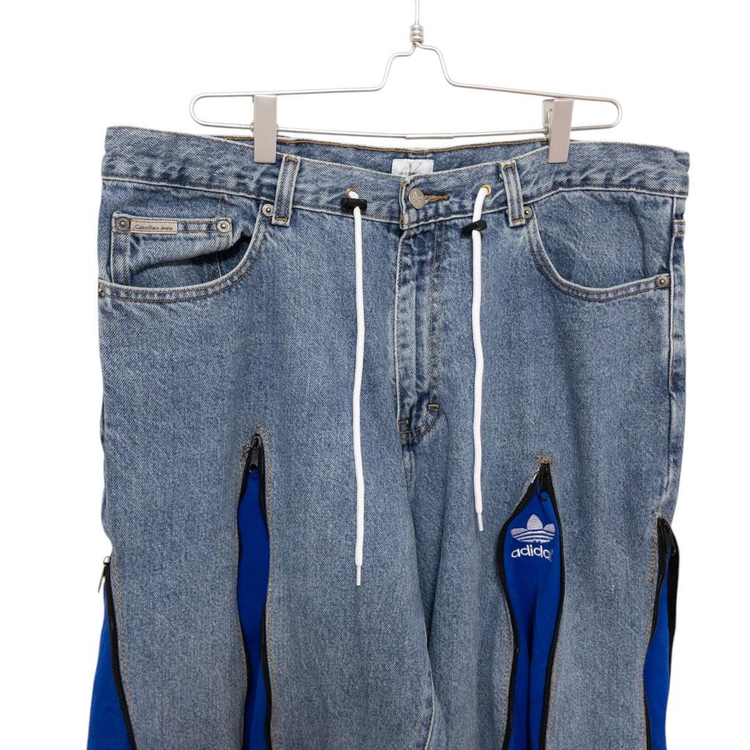 リメイク 4ジップ トラック デニムパンツ C-4578